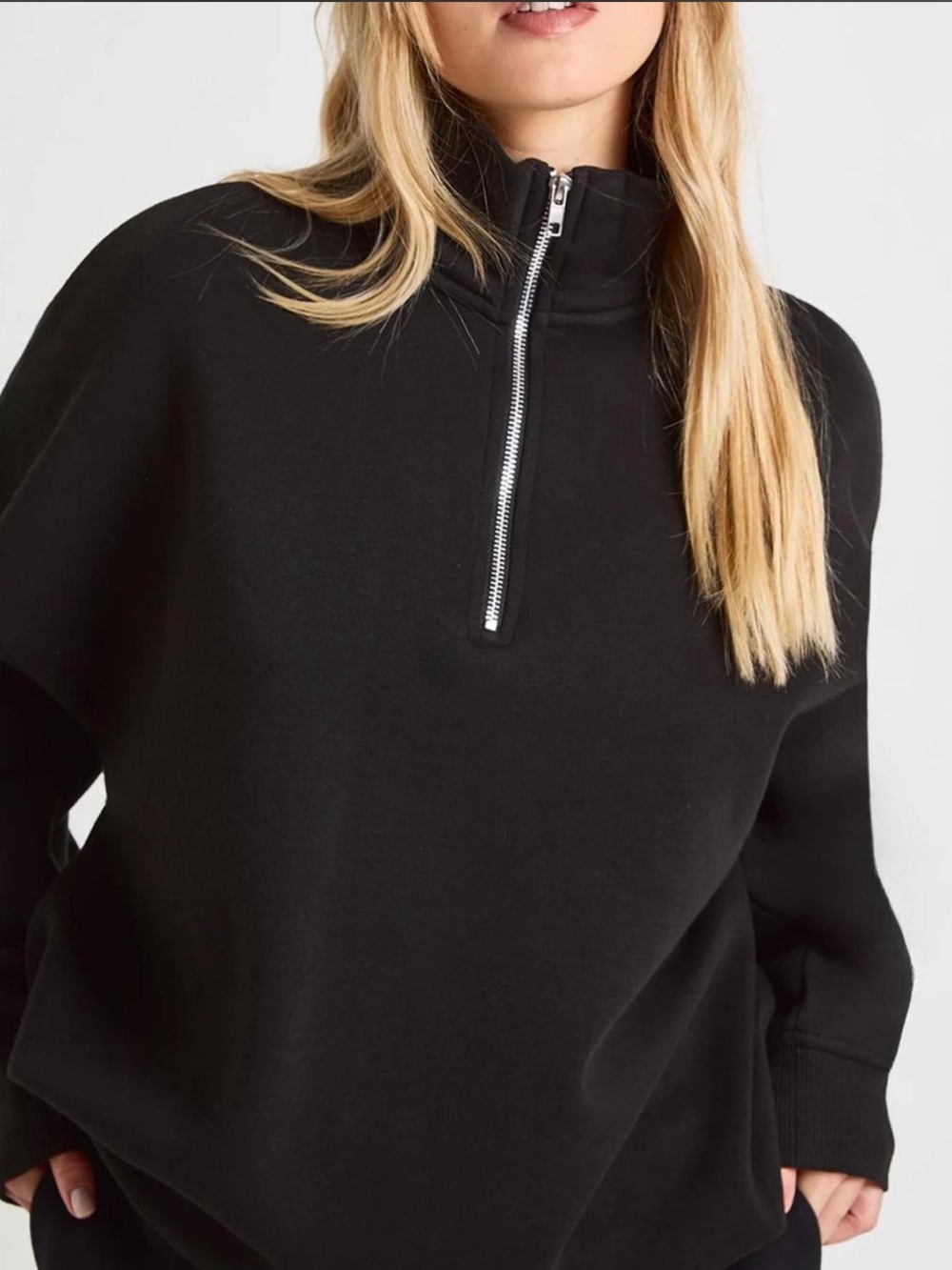 PrettyLittleThing Black Half-Zip Sweat Top